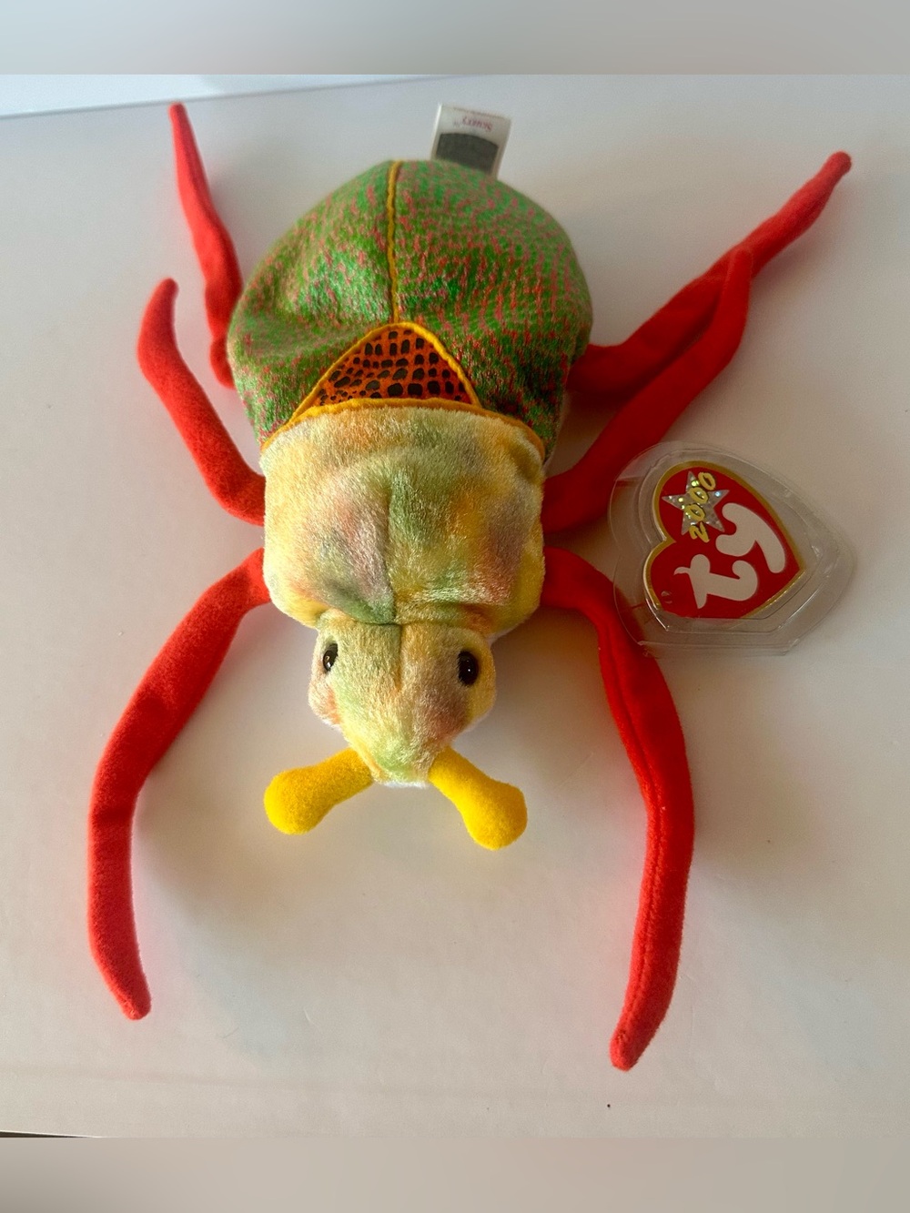 TY Beanie Baby Scurry Beetle 2000 Colorful Bug Plush Tag Protector